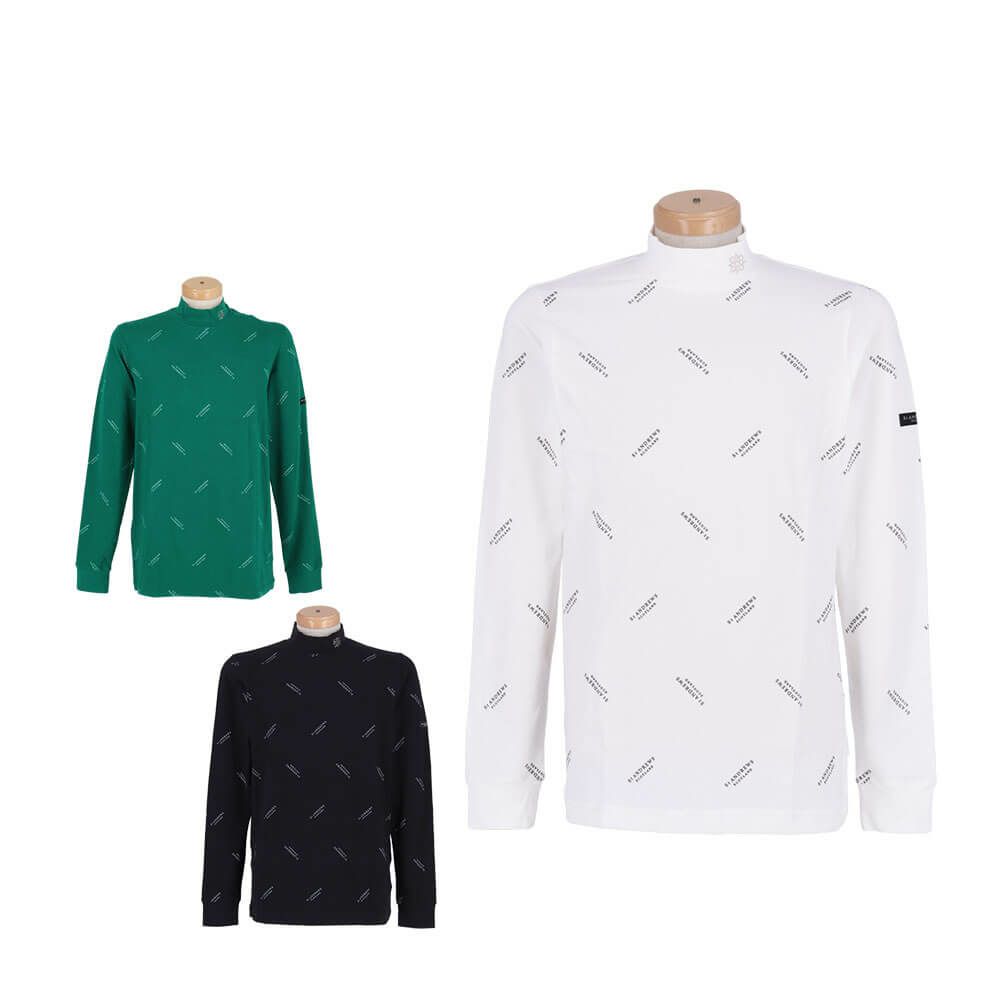 セントアンドリュース St ANDREWS　メンズ ベア天竺 ロゴプリント 長袖 ハイネックシャツ 042-2266953