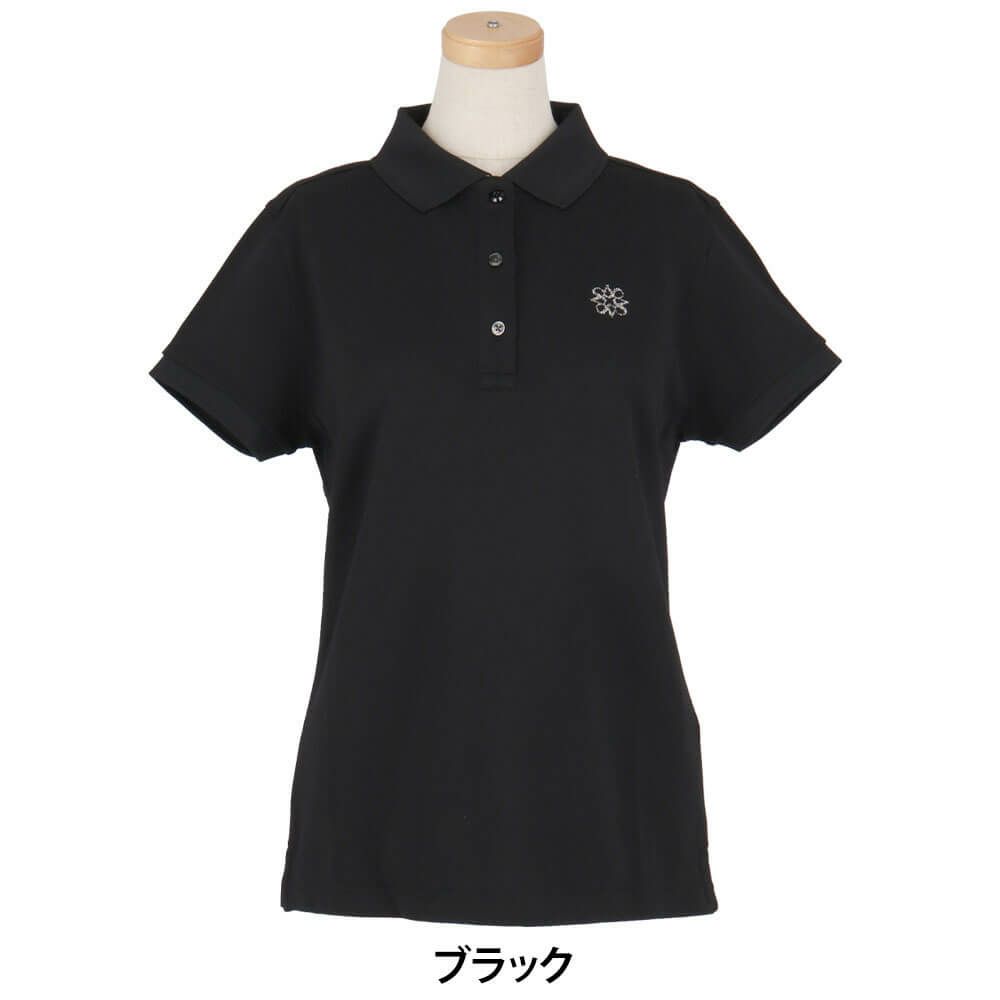 セントアンドリュース StANDREWS レディースシャツ リブ衿 鹿の子 半袖 ポロシャツ 042-1960104 ブラック