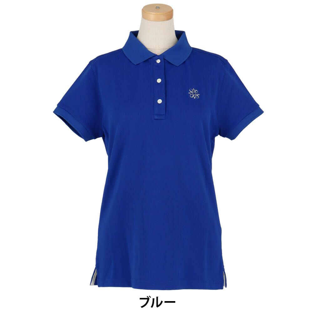 セントアンドリュース StANDREWS レディースシャツ リブ衿 鹿の子 半袖 ポロシャツ 042-1960104 ブルー