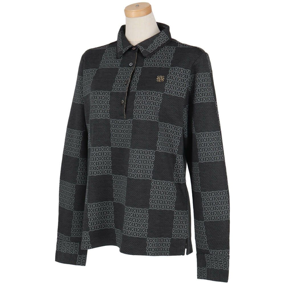 セントアンドリュース StANDREWS レディースシャツ ホースビット柄 長袖ポロシャツ 043-1261004 詳細2