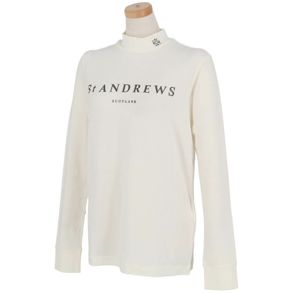 セントアンドリュース StANDREWS レディースシャツ プレミアウォーム ラメロゴプリント 長袖 ハイネックシャツ 043-2166252 詳細2