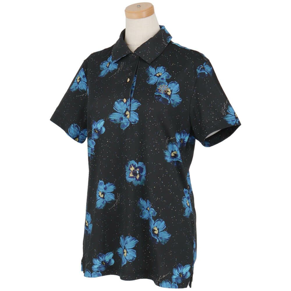 セントアンドリュース StANDREWS レディースシャツ ストレッチ フラワープリント 半袖 ポロシャツ 043-2260606 詳細3