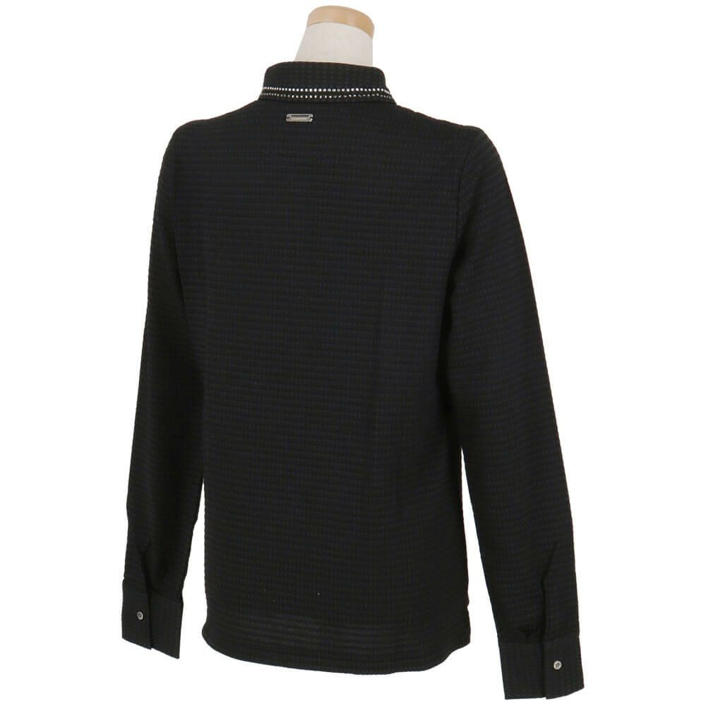 セントアンドリュース StANDREWS レディースシャツ サッカー生地 ラインストーン ストレッチ 長袖ポロシャツ 043-2261102 詳細2