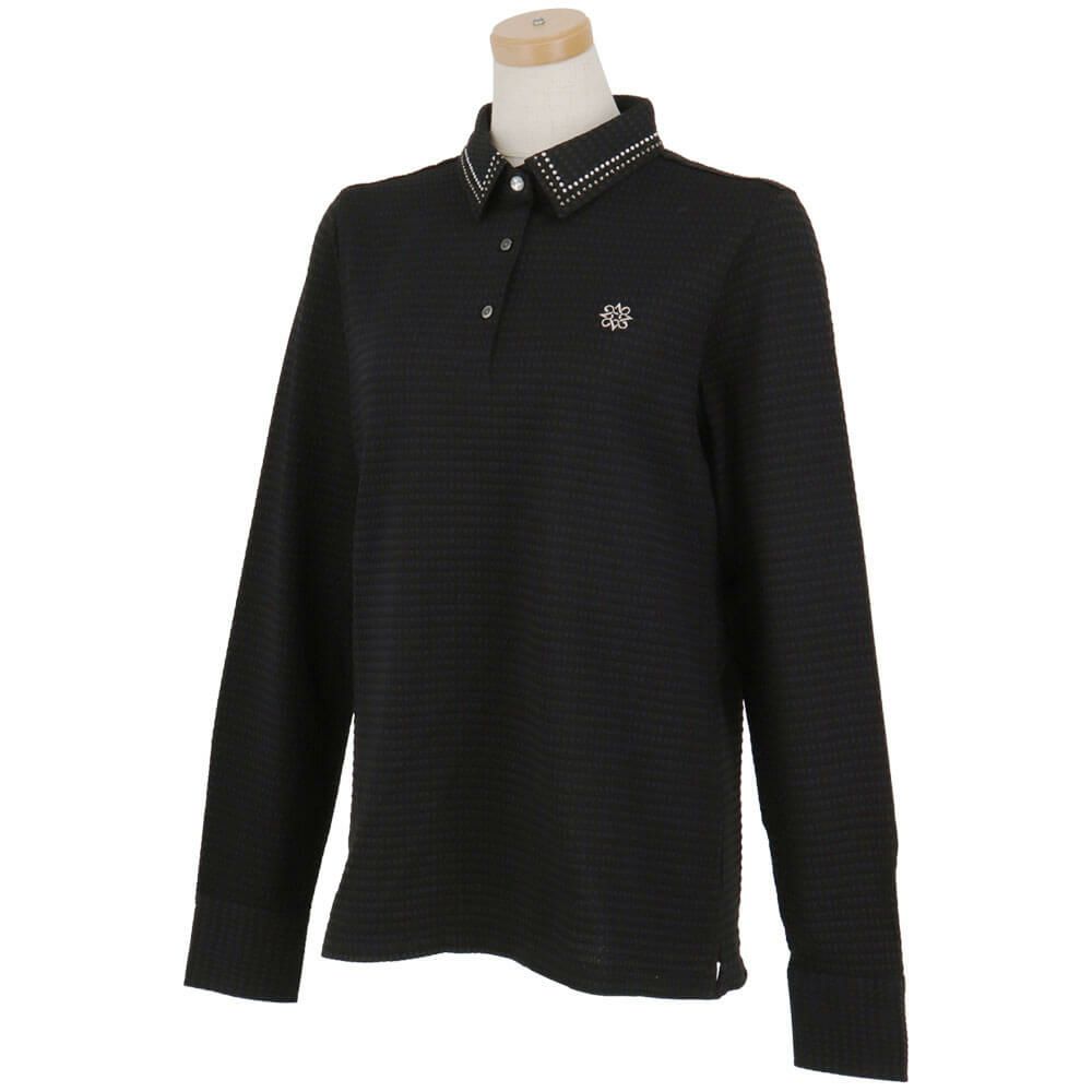 セントアンドリュース StANDREWS レディースシャツ サッカー生地 ラインストーン ストレッチ 長袖ポロシャツ 043-2261102 詳細3