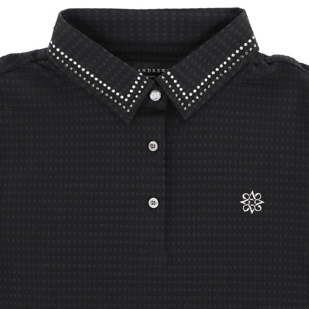 セントアンドリュース StANDREWS レディースシャツ サッカー生地 ラインストーン ストレッチ 長袖ポロシャツ 043-2261102 詳細4