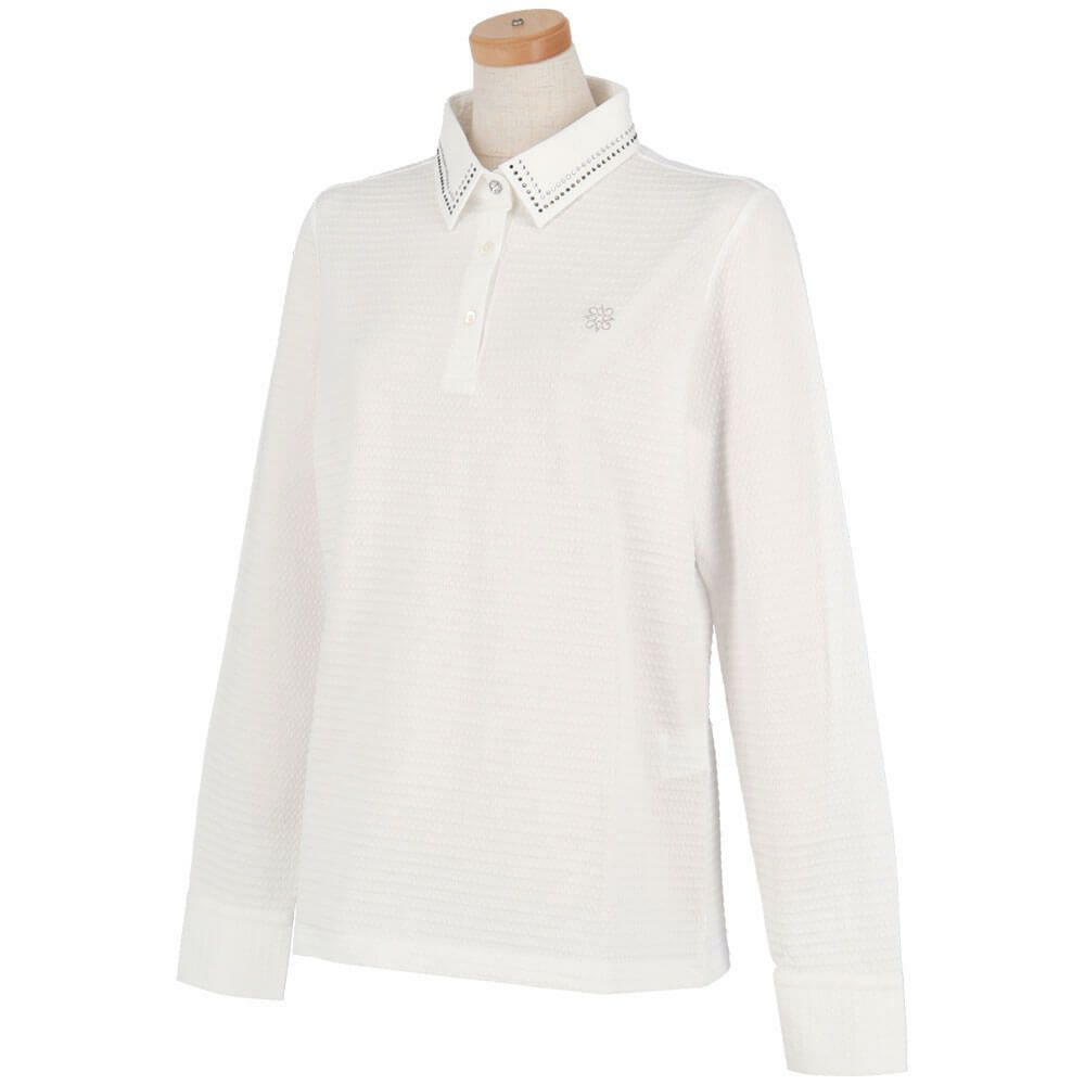 セントアンドリュース StANDREWS レディースシャツ サッカー生地 ラインストーン ストレッチ 長袖ポロシャツ 043-2261102 詳細8