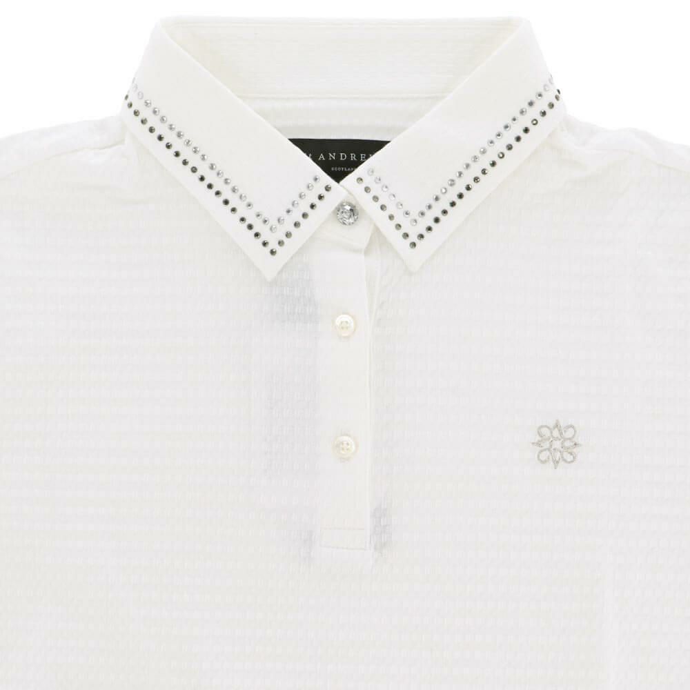 セントアンドリュース StANDREWS レディースシャツ サッカー生地 ラインストーン ストレッチ 長袖ポロシャツ 043-2261102 詳細9