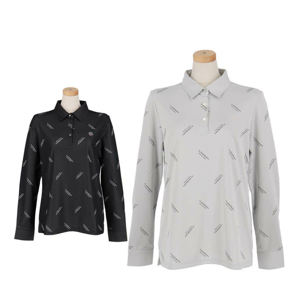 セントアンドリュース StANDREWS レディースシャツ ロゴジャガード 長袖ポロシャツ 043-2261902 詳細1