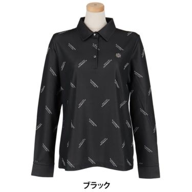 セントアンドリュース StANDREWS レディースシャツ ロゴジャガード 長袖ポロシャツ 043-2261902 ブラック