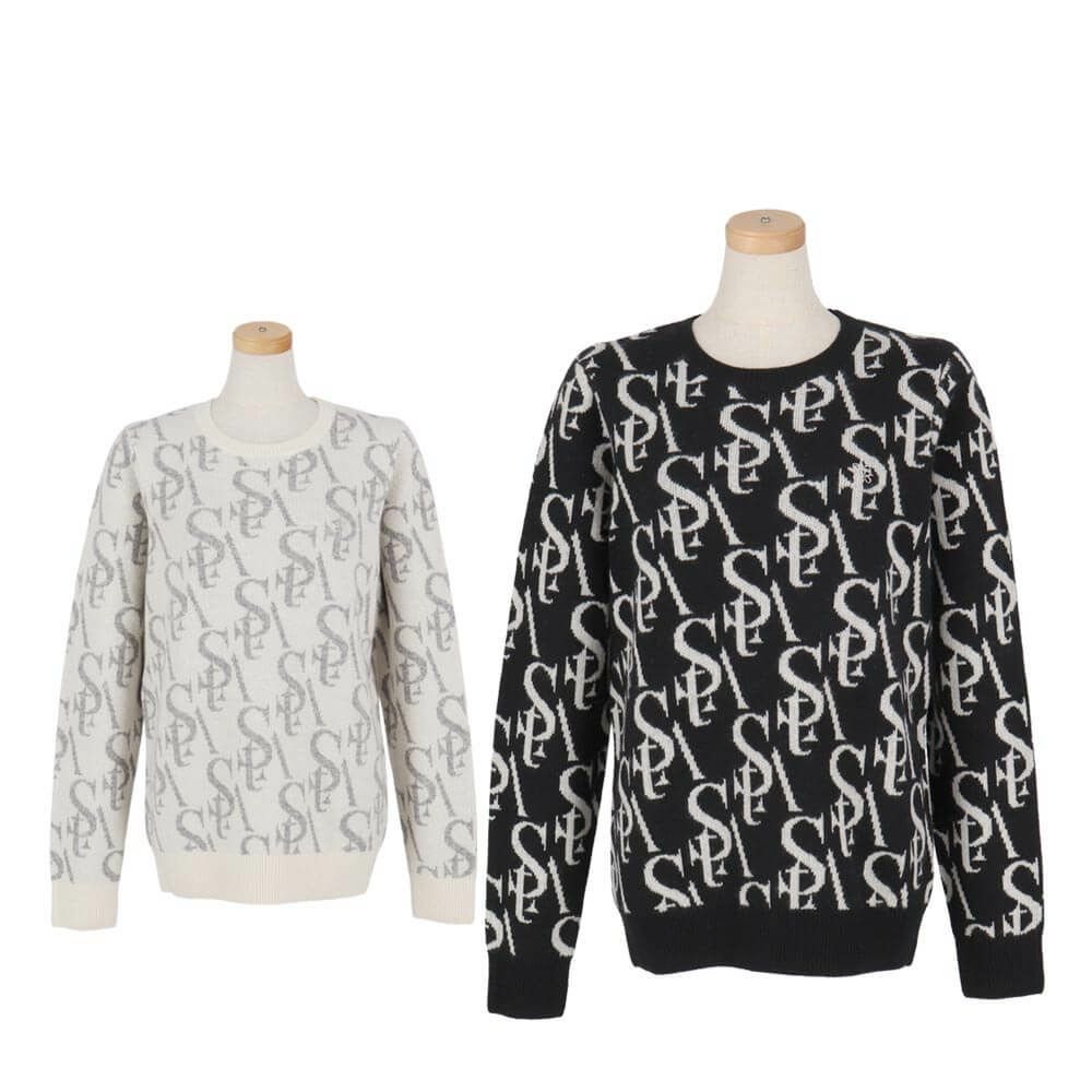 セントアンドリュース StANDREWS レディースシャツ モノグラム柄 ジャガード カシミヤ 長袖 クルーネック セーター 043-2270102