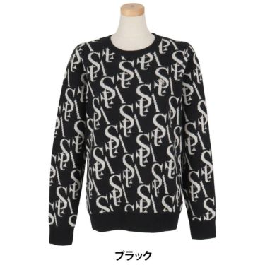 セントアンドリュース StANDREWS レディースシャツ モノグラム柄 ジャガード カシミヤ 長袖 クルーネック セーター 043-2270102 ブラック