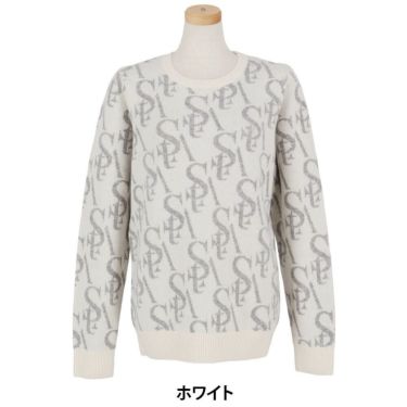 セントアンドリュース StANDREWS レディースシャツ モノグラム柄 ジャガード カシミヤ 長袖 クルーネック セーター 043-2270102 ホワイト