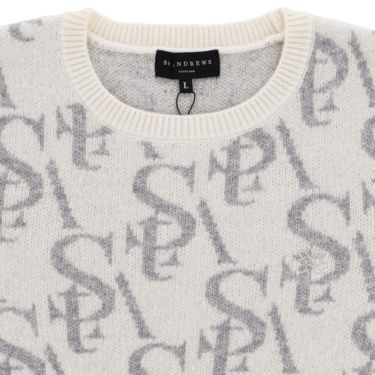 セントアンドリュース StANDREWS レディースシャツ モノグラム柄 ジャガード カシミヤ 長袖 クルーネック セーター 043-2270102 詳細6