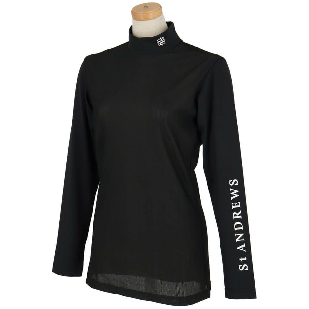 セントアンドリュース StANDREWS レディースシャツ ロゴプリント メッシュ 長袖 ハイネックシャツ 043-2966352 詳細3