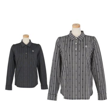 セントアンドリュース StANDREWS レディースシャツ チェック柄 ジャガード 長袖ポロシャツ 043-9261910 詳細1