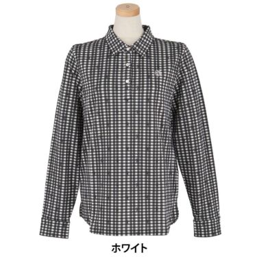 セントアンドリュース StANDREWS レディースシャツ チェック柄 ジャガード 長袖ポロシャツ 043-9261910 ホワイト