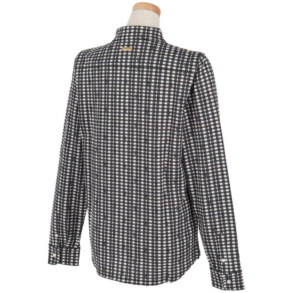 セントアンドリュース StANDREWS レディースシャツ チェック柄 ジャガード 長袖ポロシャツ 043-9261910 詳細2