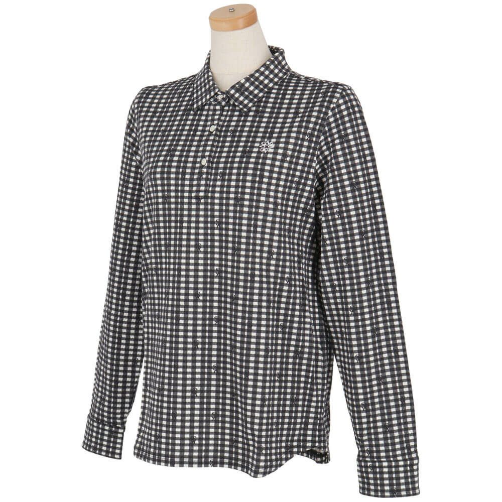 セントアンドリュース StANDREWS レディースシャツ チェック柄 ジャガード 長袖ポロシャツ 043-9261910 詳細3