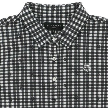 セントアンドリュース StANDREWS レディースシャツ チェック柄 ジャガード 長袖ポロシャツ 043-9261910 詳細4