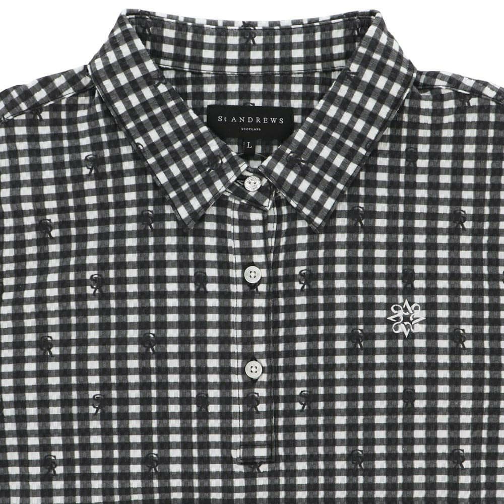 セントアンドリュース StANDREWS レディースシャツ チェック柄 ジャガード 長袖ポロシャツ 043-9261910 詳細4