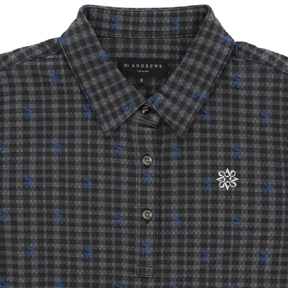 セントアンドリュース StANDREWS レディースシャツ チェック柄 ジャガード 長袖ポロシャツ 043-9261910 詳細9