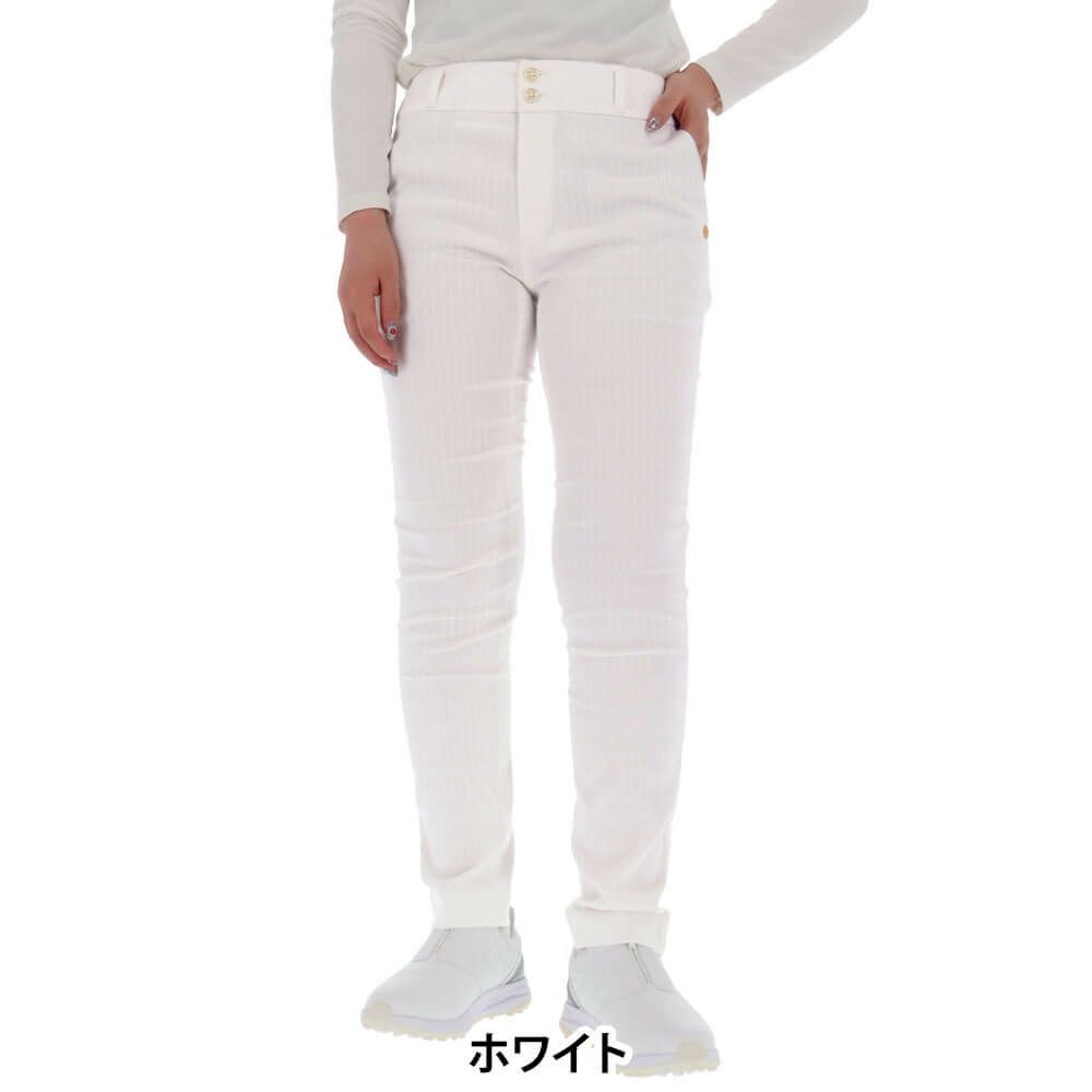 セントアンドリュース St ANDREWS　レディース 幾何学ジャガード ストレッチ ロングパンツ 043-1231002 ホワイト