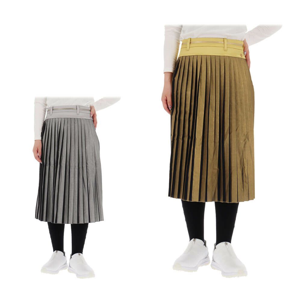 セントアンドリュース St ANDREWS　レディース ストライプ箔プリント プリーツ スカート 043-1234004