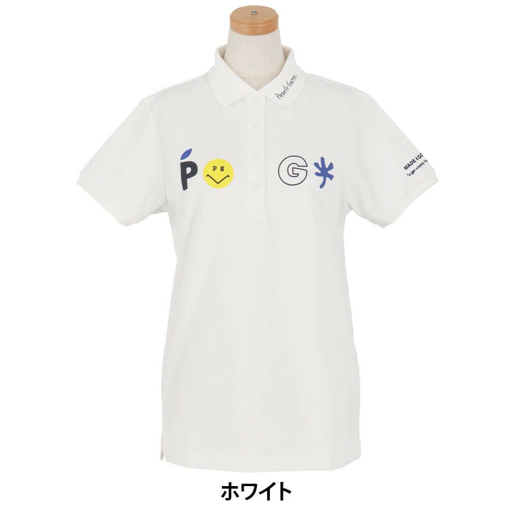 パーリーゲイツ PEARLY GATES　レディース バックプリント サッカーチェック 半袖 ポロシャツ 055-5260712　2025年モデル ホワイト