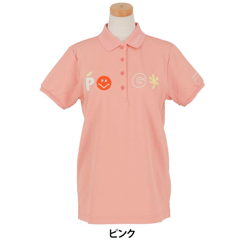 パーリーゲイツ PEARLY GATES　レディース バックプリント サッカーチェック 半袖 ポロシャツ 055-5260712　2025年モデル ピンク