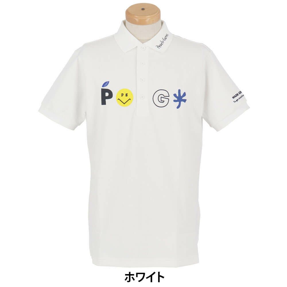 パーリーゲイツ PEARLY GATES　メンズ バックプリント サッカーチェック 半袖 ポロシャツ 053-5260711　2025年モデル ホワイト
