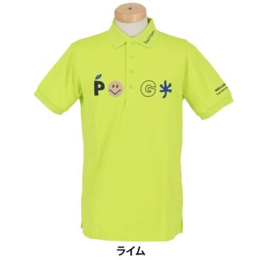 パーリーゲイツ PEARLY GATES　メンズ バックプリント サッカーチェック 半袖 ポロシャツ 053-5260711　2025年モデル ライム