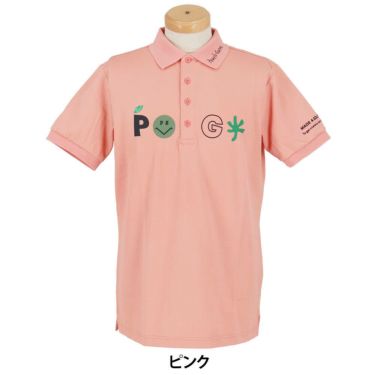 パーリーゲイツ PEARLY GATES　メンズ バックプリント サッカーチェック 半袖 ポロシャツ 053-5260711　2025年モデル ピンク