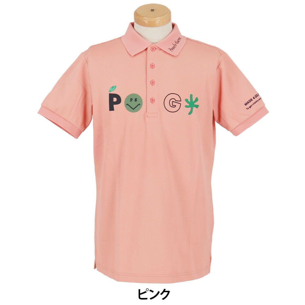 パーリーゲイツ PEARLY GATES　メンズ バックプリント サッカーチェック 半袖 ポロシャツ 053-5260711　2025年モデル ピンク