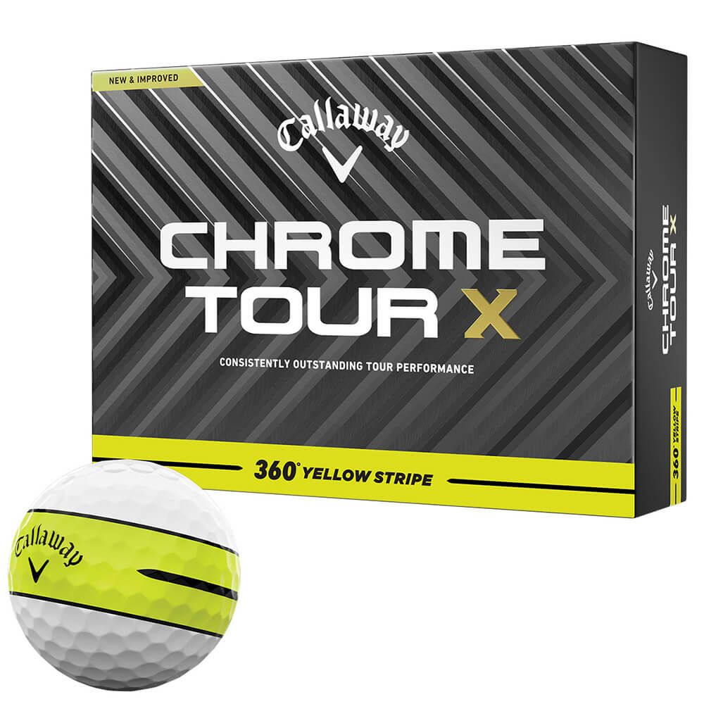 キャロウェイ CHROME TOUR X 360 STRIPE クロム ツアーX 2025年モデル　ゴルフボール　1ダース（12球入り） 360° イエロー ストライプ 詳細1