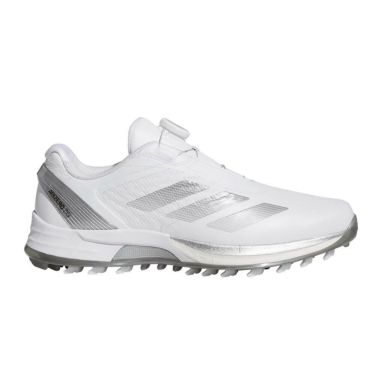 アディダス adidas　アディゼロ ゼッドジー 25 ロー ボア メンズ スパイクレス ゴルフシューズ OMX77 JS1766　2025年モデル ホワイト/メタリック/シルバー