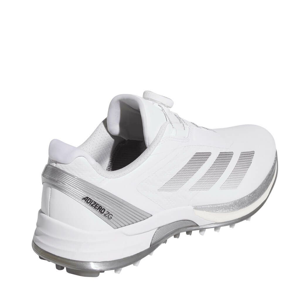 アディダス adidas　アディゼロ ゼッドジー 25 ロー ボア メンズ スパイクレス ゴルフシューズ OMX77 JS1766　2025年モデル ホワイト/メタリック/シルバー 詳細5