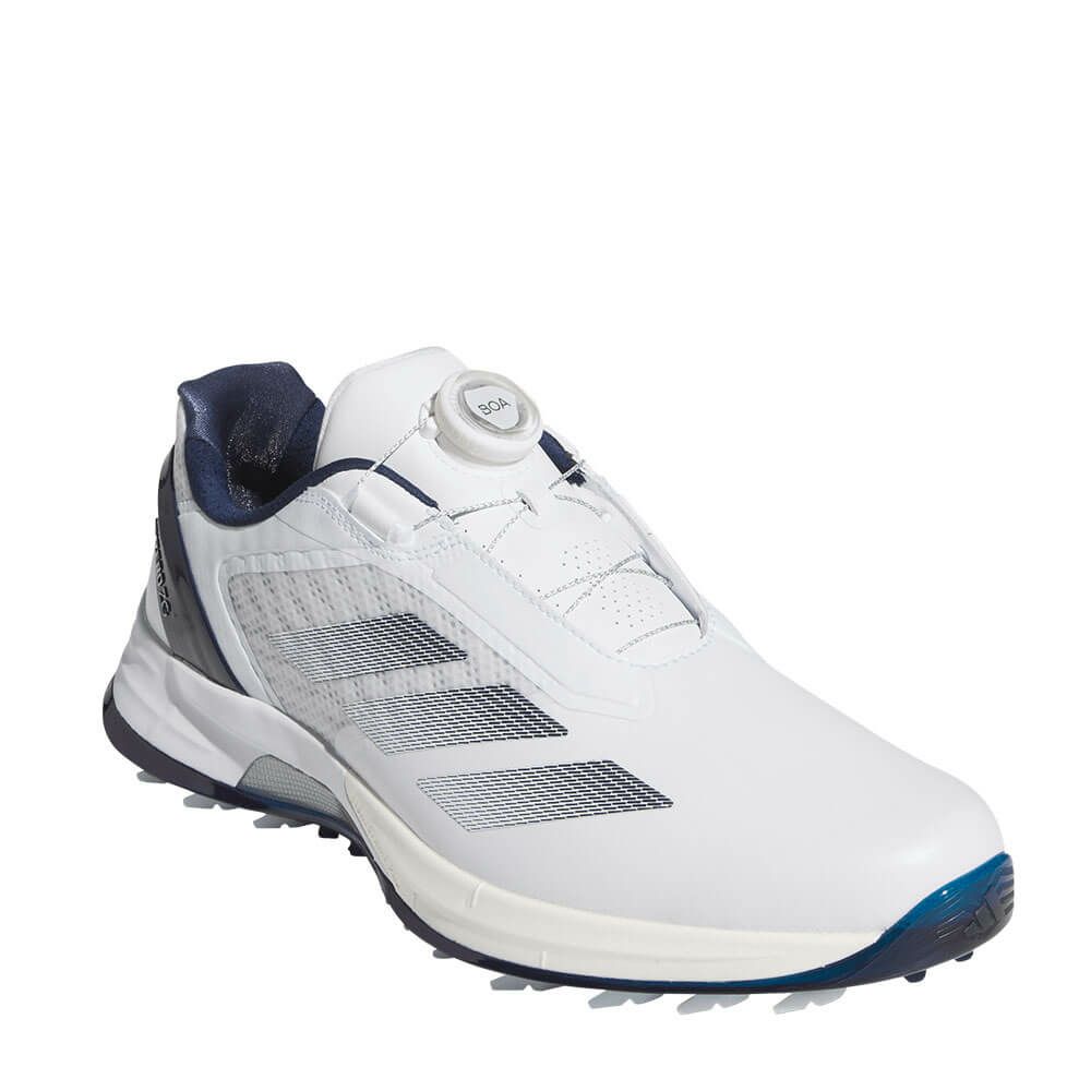 アディダス adidas　アディゼロ ゼッドジー 25 ロー ボア メンズ スパイクレス ゴルフシューズ OMX77 JS1767　2025年モデル ホワイト/インディゴ/シルバー 詳細4