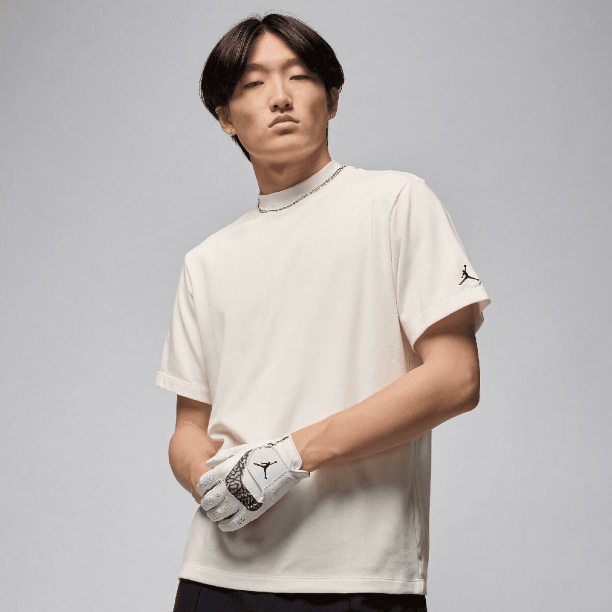 JORDAN ジョーダン　メンズ Dri-FIT 半袖 モックネック ゴルフトップ IB2831 133 セイル/ブラック　2025年モデル セイル/ブラック