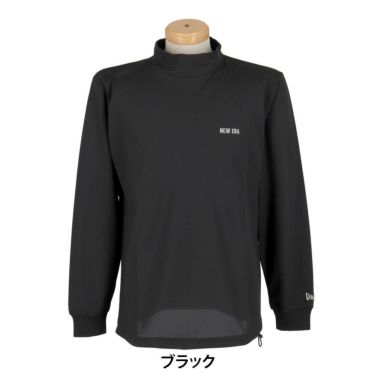 ニューエラ NEW ERA　メンズ 鹿の子 バックプリント 長袖 ハイネックシャツ　2025年モデル ブラック