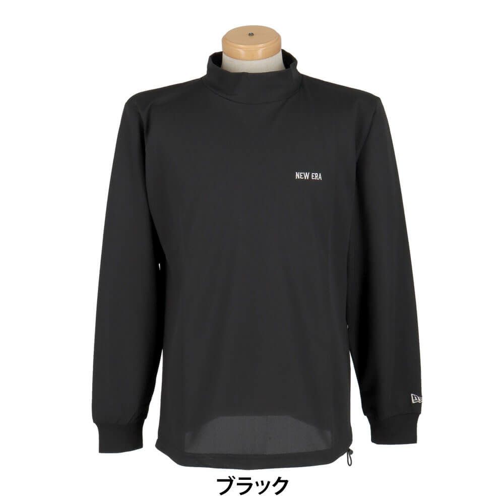 ニューエラ NEW ERA　メンズ 鹿の子 バックプリント 長袖 ハイネックシャツ　2025年モデル ブラック