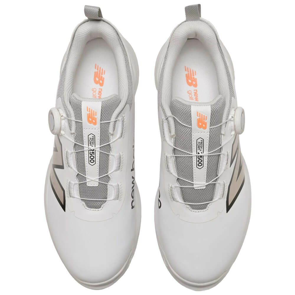 ニューバランスゴルフ　フレッシュフォームエックス 2500 v4 ボア スパイクレス ゴルフシューズ UGS2500 D WHITE/GOLD　2025年モデル 詳細3