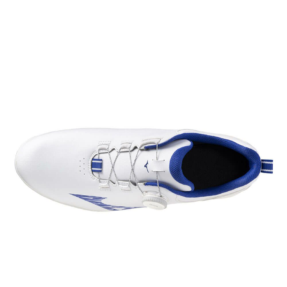 ミズノ MIZUNO　ジーエムスタイル ボア メンズ スパイクレス ゴルフシューズ 51GM2553 01 ホワイト×ブルー　2025年モデル 詳細2