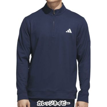 アディダス adidas　メンズ ハーフジップ 長袖 スウェット JVU44　2025年モデル カレッジネイビー