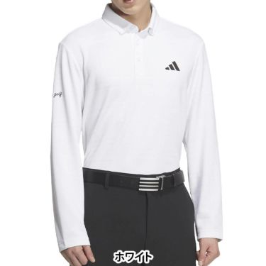 アディダス adidas　メンズ シーズナルジャガード 長袖 ポロシャツ JVV03　2025年モデル ホワイト