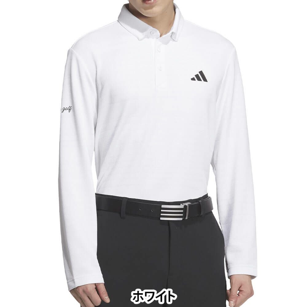 アディダス adidas　メンズ シーズナルジャガード 長袖 ポロシャツ JVV03　2025年モデル ホワイト