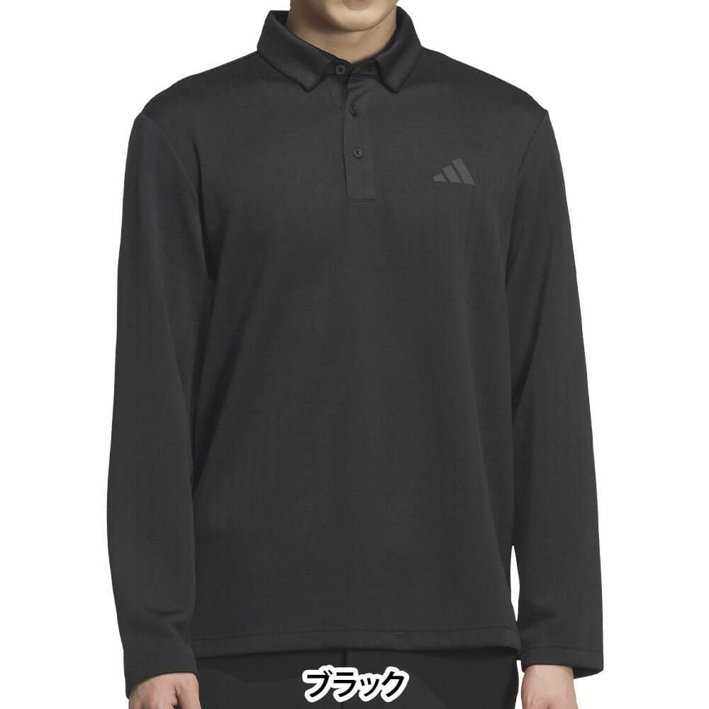 アディダス adidas　メンズ シーズナルジャガード 長袖 ポロシャツ JVV03　2025年モデル ブラック