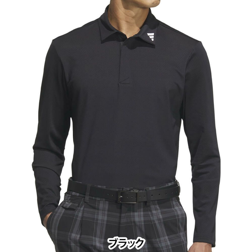 アディダス adidas　メンズ アディゼロ ジャガード 長袖 ポロシャツ JWJ84　2025年モデル ブラック