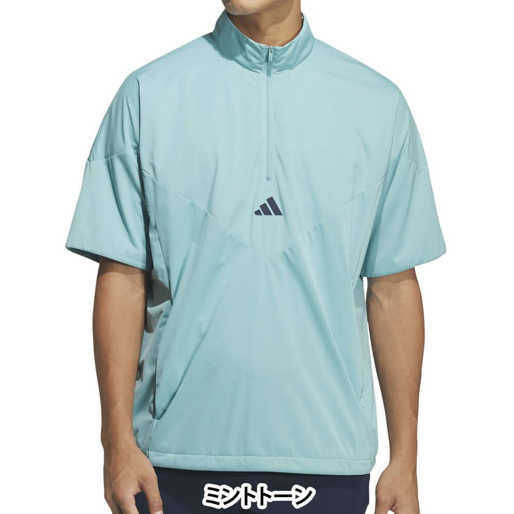 アディダス adidas　メンズ コードカオス ハーフジップ 半袖 ウィンド UV105　2025年モデル ミトントーン