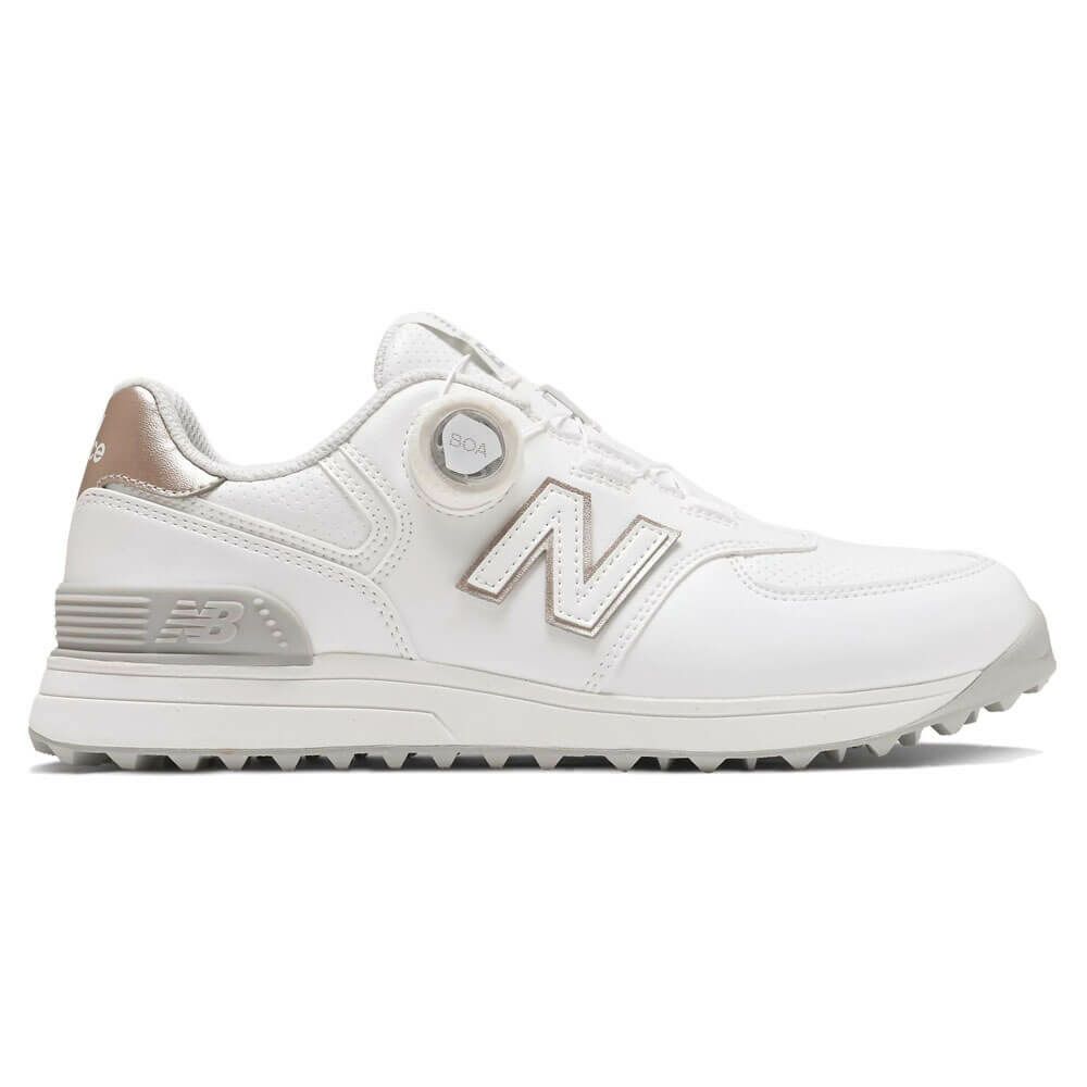 ニューバランスゴルフ　574 SL BOA 574 v4 レディース スパイクレス ゴルフシューズ WG574BA4 WHITE/GOLD　2025年モデル WHITE/GOLD