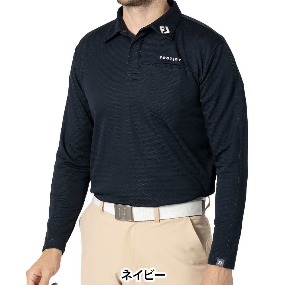 フットジョイ FootJoy　メンズ フロントポケット 長袖 ポロシャツ FJ-F24-S01　2024年モデル ネイビー